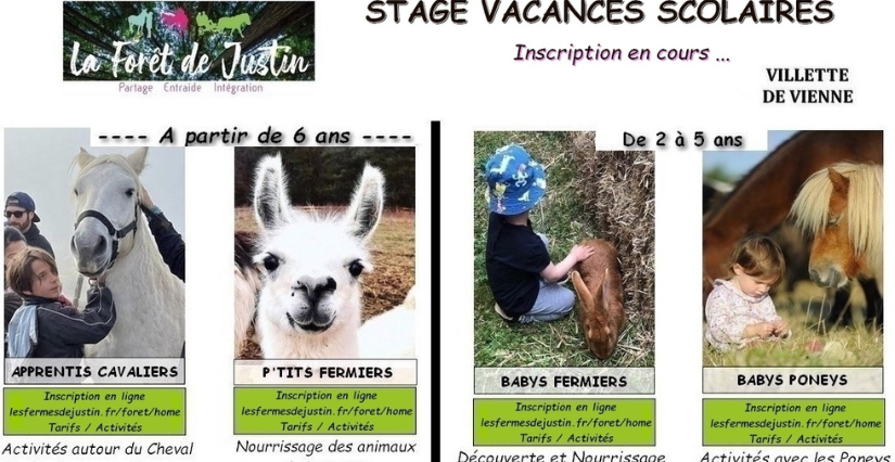 Stages au plus près des animaux pour les vacances d'hiver à La Forêt de Justin - Villette-de-Vienne