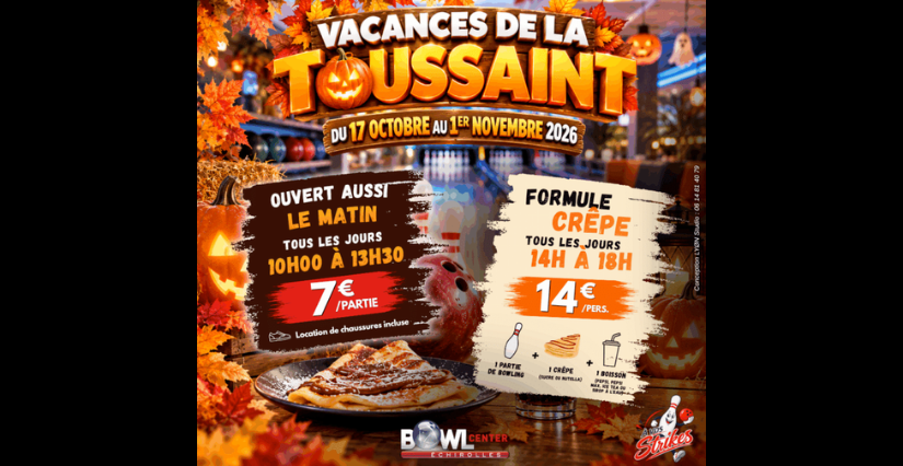Les vacances de la Toussaint à Bowlcenter Échirolles : ouverture les matins et offre spéciale 