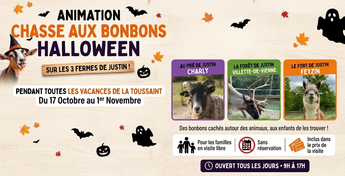 Halloween dans les Fermes de Justin : chasse aux bonbons - Villette-de-Vienne (38), Feyzin et Charly (69)