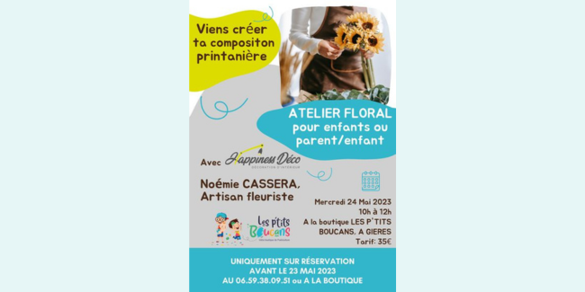 Atelier floral pour enfants ou parent/enfant, avec Hapiness Déco - Gières