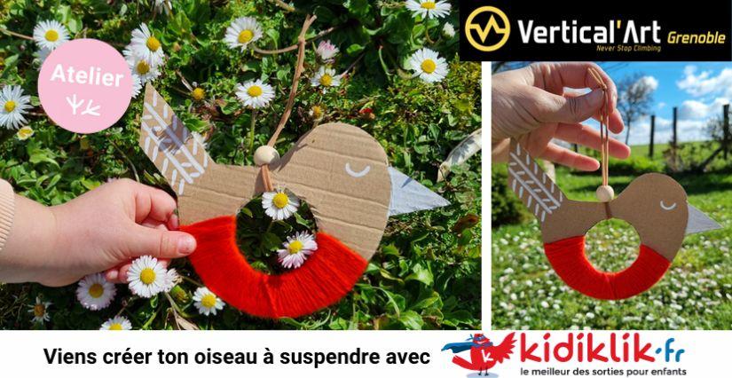 Atelier de printemps chez Vertical'Art Grenoble: viens créer ton oiseau à suspendre avec Kidikik !