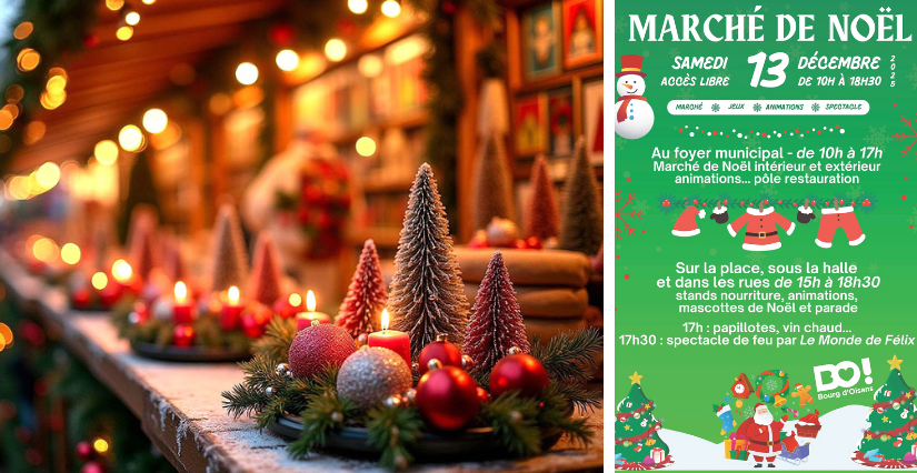 Marché de Noël à Bourg D'Oisans, animations et spectacle de feu