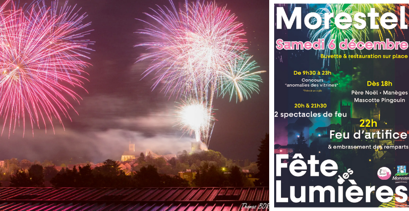 Fête des Lumières à Morestel, illuminations, animations et feu d'artifice