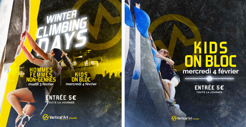 "Winter Climbing Days - Kids on bloc", journée de grimpe à tarif réduit pour les enfants chez Vertical’Art Grenoble
