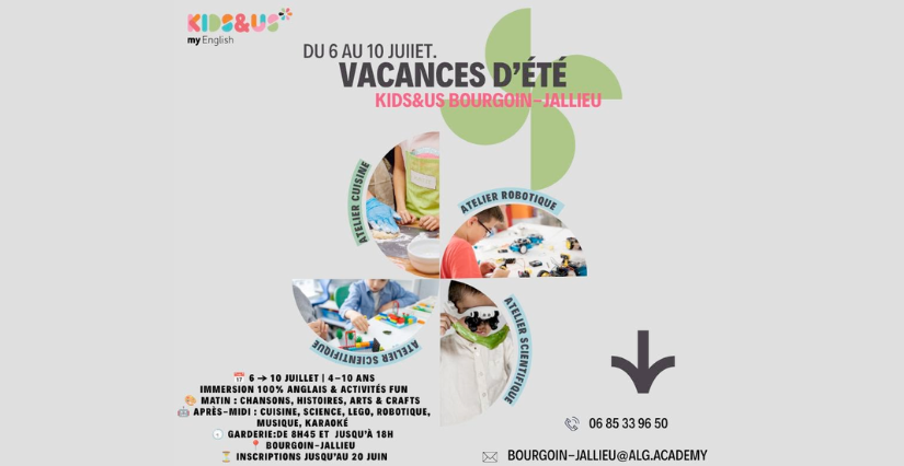 Stage d'anglais pour les vacances d'été chez Kids&Us à Bourgoin-Jallieu
