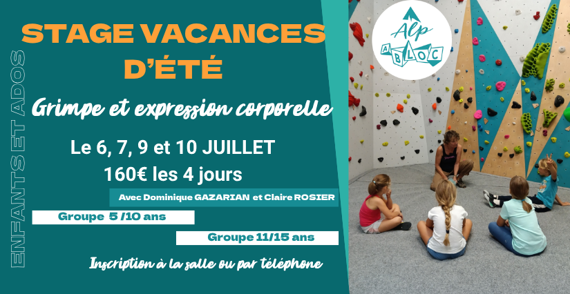 Stage d'escalade de bloc et expression corporelle chez AlpAbloc à Bourgoin-Jallieu